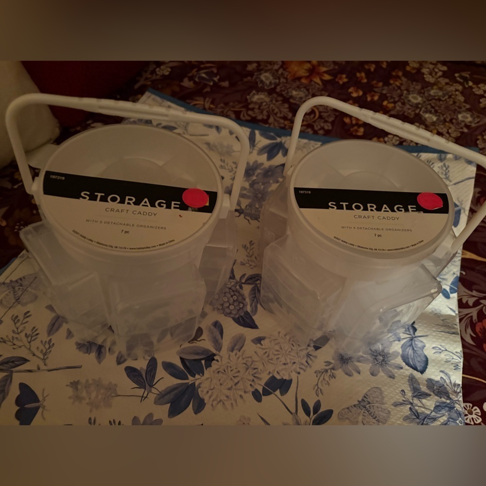 Set of 2 craft storage caddies detachable insert for extra storage.